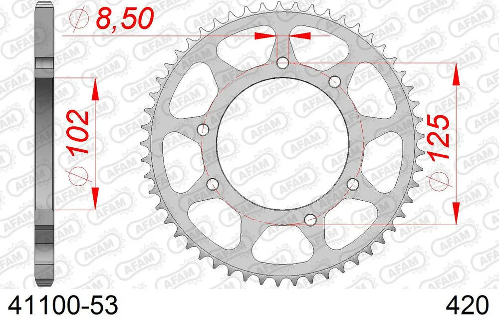 AFAM Kettensatz Stahl 420 R1-G 12x53 - Bultaco 50 Lobito 1999 - 04101601