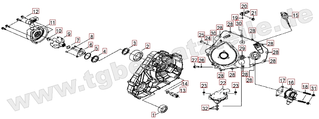 Wasserpumpe - Handstartereingriffsrad - Tachonatrieb