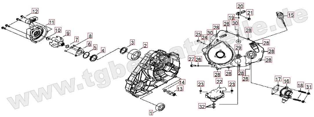 Wasserpumpe - Handstartereingriffsrad - Tachonatrieb