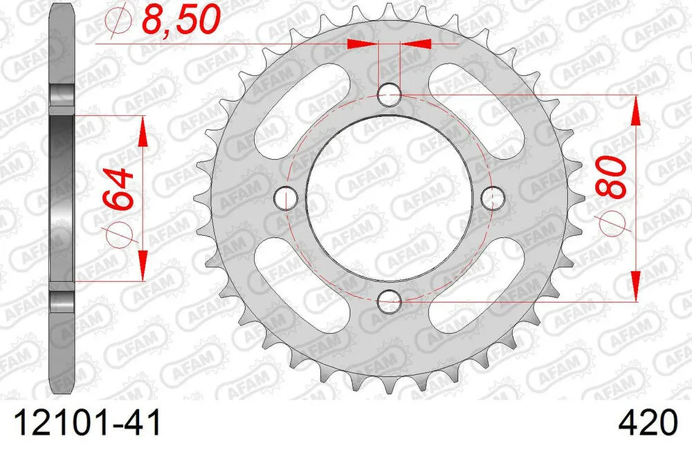 12101-41 AFAM Kettensatz Stahl 420 M 12x41 - Yamaha FS1 50 France 1976-79 - 01201200
