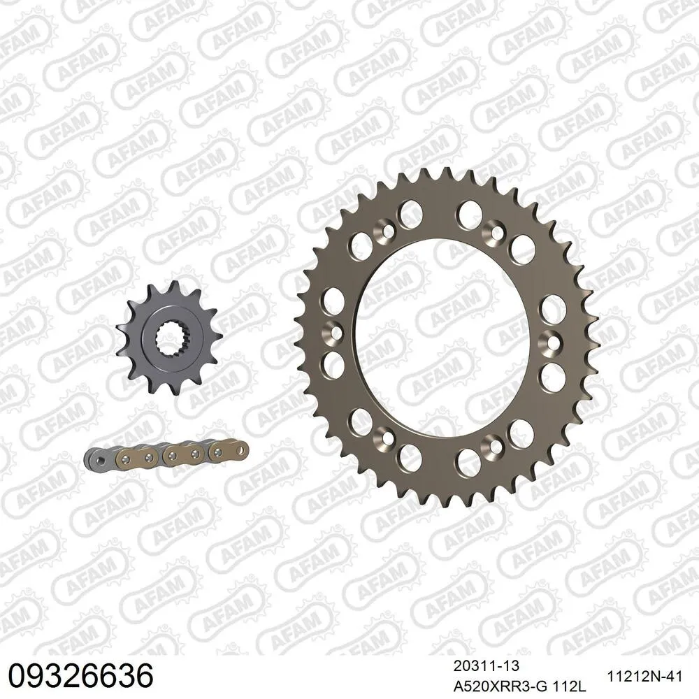 09326636 AFAM Kettensatz Aluminium 520 XRR3-G 13x41 - Hm-honda CR 250 R Moto 2002-06 - 09326636