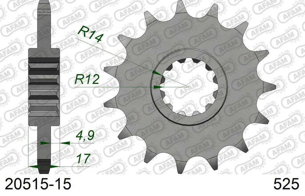20515-15 AFAM Kettensatz Aluminium 525 XMR3 15x43 - Honda CBR 600 F 1997-98 - 01170202