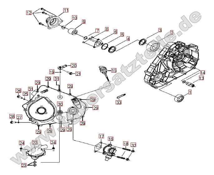 Wasserpumpe - Handstartereingriffsrad - Tachoantrieb