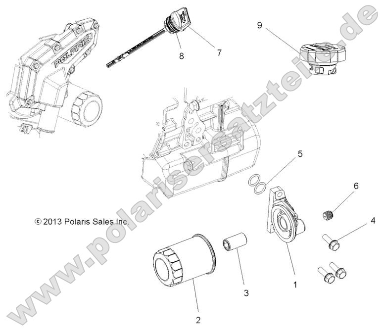 Engine, Oil Filter and Dipstick