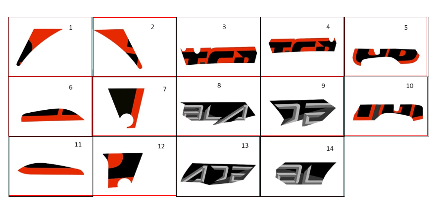 Aufkleber 2 schwarzmatt / orange