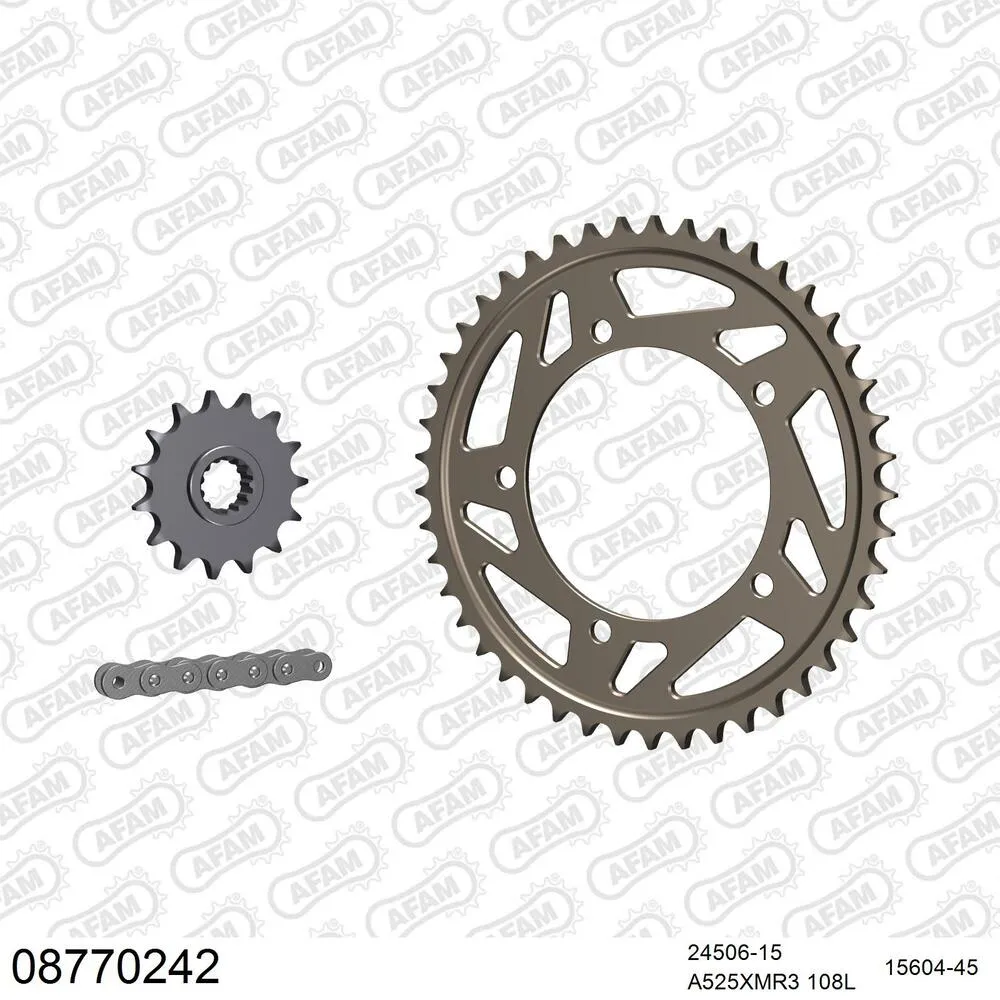 08770242 AFAM Kettensatz Aluminium 525 XMR3 15x45 - Triumph Daytona 600 2003-04 - 08770242