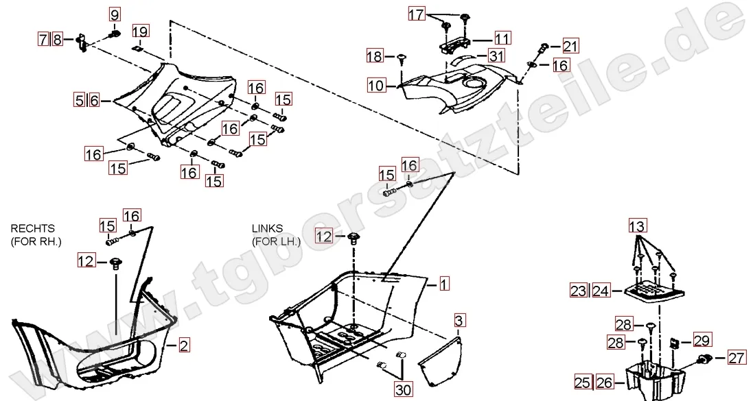 Fussstützen und Tankabdeckung