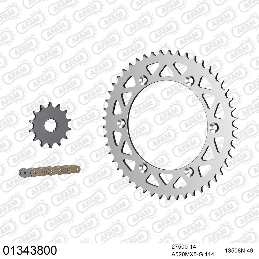 01343800 AFAM Kettensatz Aluminium 520 MX6-GG 14x49 - Yamaha YZ 400 F 1998 - 01343800