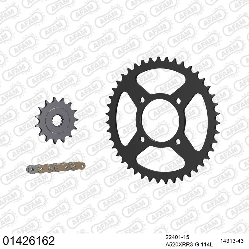 01426162 AFAM Kettensatz Stahl 520 XRR3-G 15x43 - Suzuki VL 250 Intruder 2000-07 - 01426162