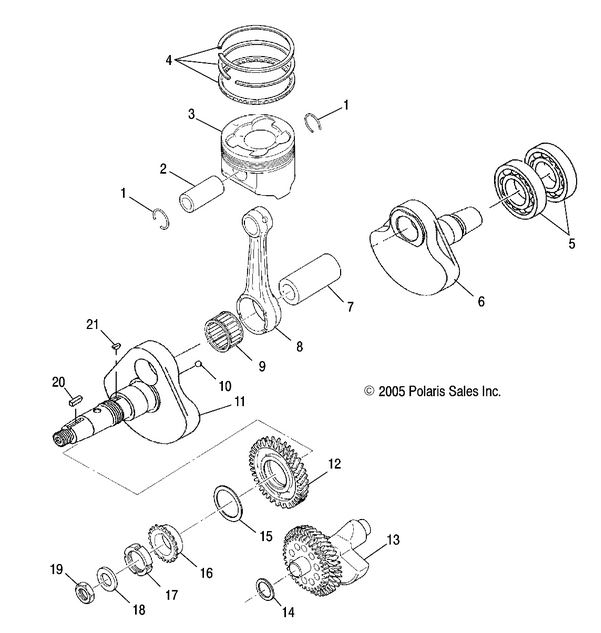 ENGINE, CRANKSHAFT AND PISTON