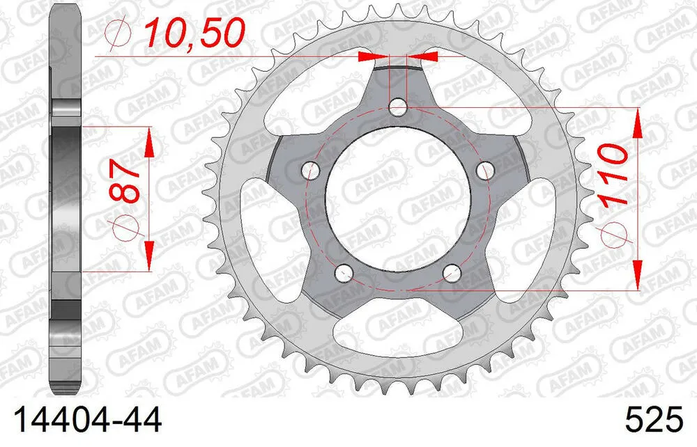 14404-44 AFAM Kettensatz Stahl 525 XMR3 14x44 - Suzuki GSX-R 400 R 1990-95 - 01443241