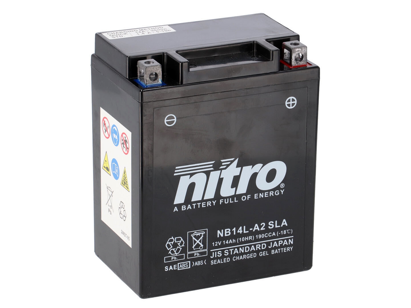 Nitro NB14L-A2 SLA GEL AGM Batterie 12V 14AH - Einbaufertig ( YB14L-A2 FB14L-A2 12N14-3A)