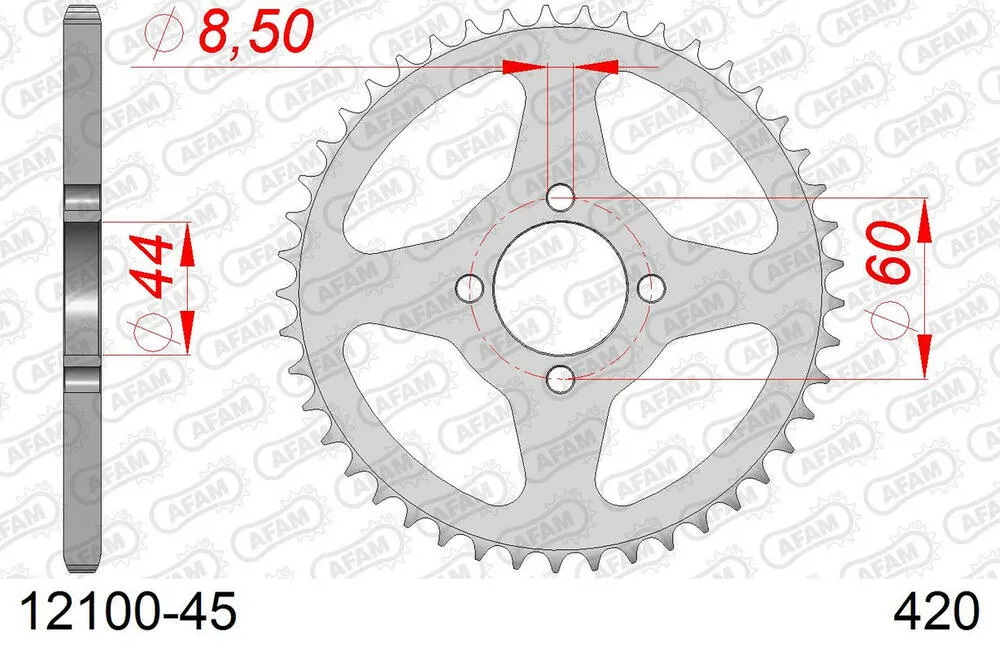 AFAM Kettensatz Stahl 420 M 12x45 - Yamaha YSR 50 T 1987 - 01201241