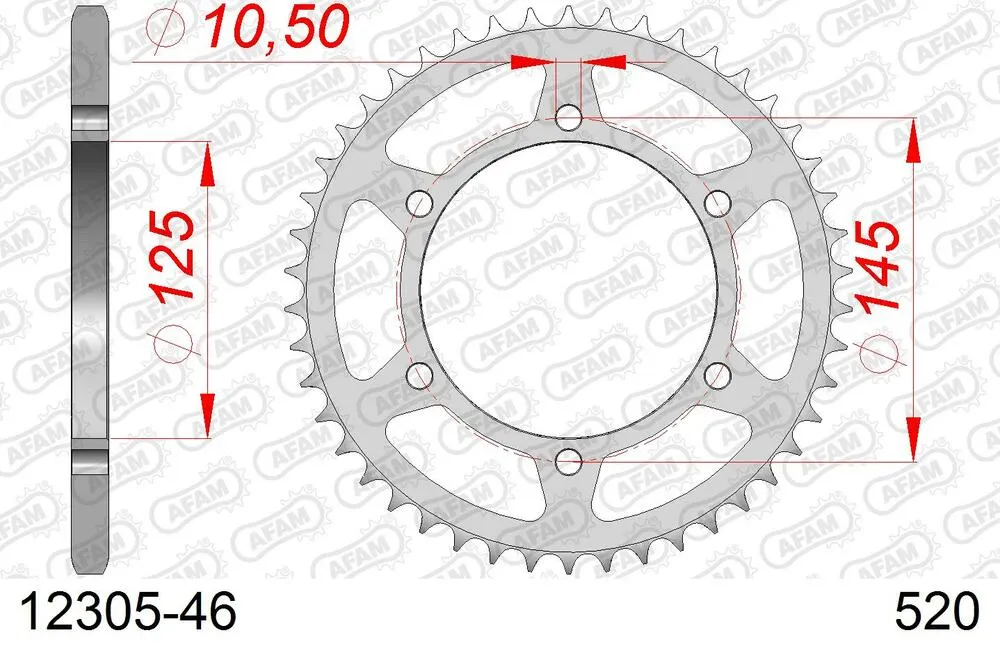 12305-46 AFAM Kettensatz Stahl 520 MR2-G 15x46 - Yamaha DT 250 MX 1980-82 - 01226602