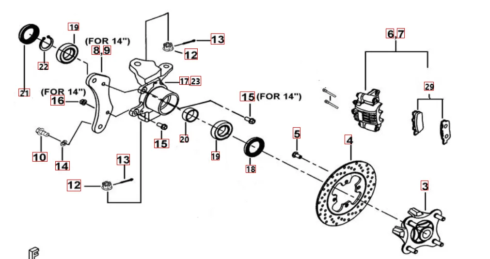 Vorderradbremse (Bremszange rot)
