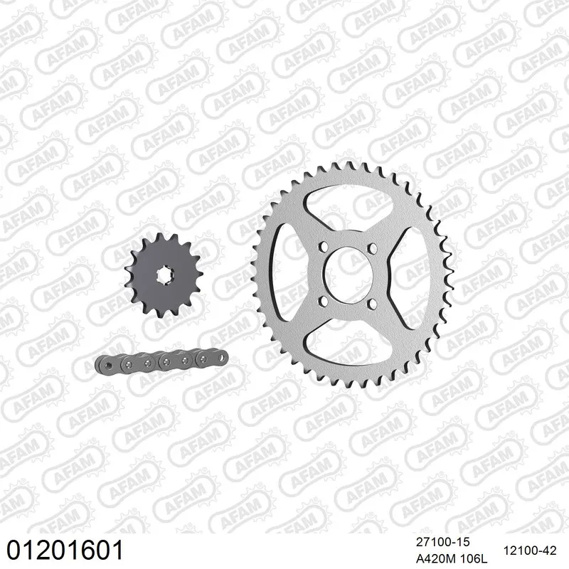 AFAM Kettensatz Stahl 420 M 15x42 - Yamaha DT 50 MX Automatique France 1981-85 - 01201601