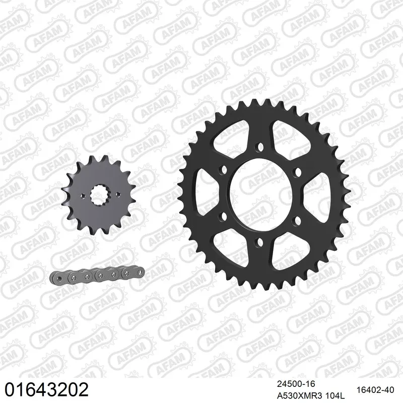 01643202 AFAM Kettensatz Stahl 530 XMR3 16x40 - Kawasaki ZR 400 1983-85 - 01643202