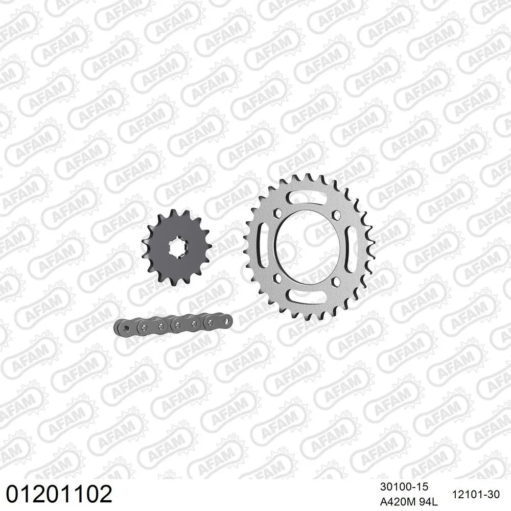 AFAM Kettensatz Stahl 420 M 15x30 - Yamaha LB 50 Chappy 1980-81 - 01201102