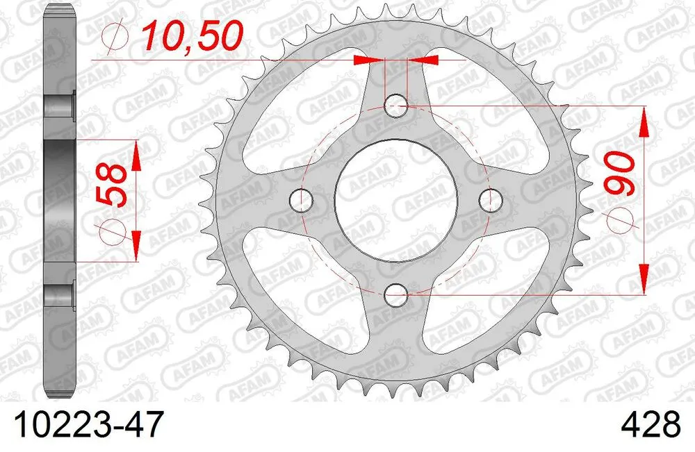 10223-47 AFAM Kettensatz Stahl 428 R1-G 16x47 - Kymco 125 Stryker 2000-06 - 07413551