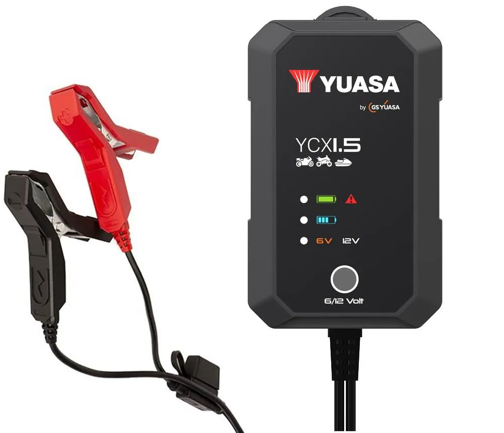 Yuasa YCX1.5 Batterieladegerät 6V / 12V 1.5A für Blei-Säure + Lithium Batterie