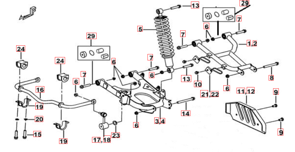 Federbein hinten,orange
