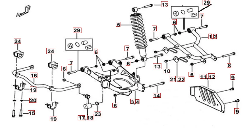 Federbein hinten,orange