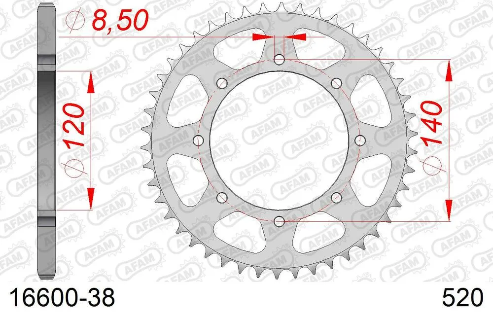 AFAM Kettensatz Stahl 520 XRR3-G 15x38 - Kawasaki BJ 250 1992-03 - 01626131