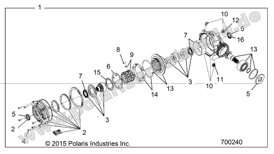 Drive Train, Front Gearcase Internals (700240) Drive Train, Front Gearcase Internals (700240)