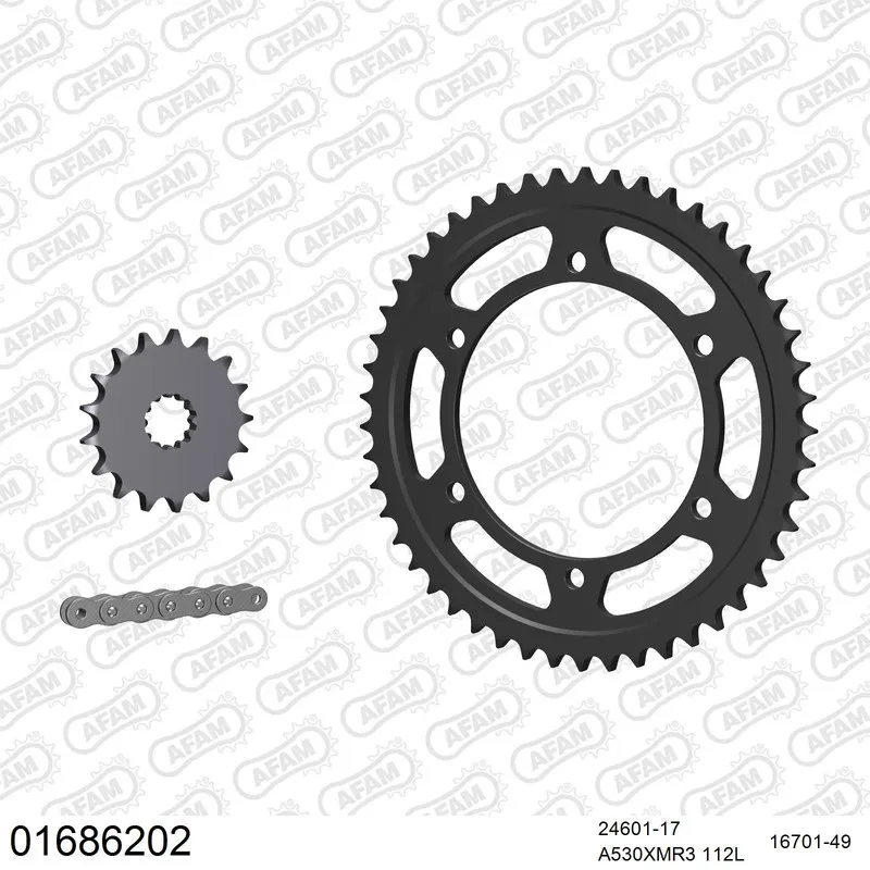 AFAM Kettensatz Stahl 530 XMR3 17x49 - Kawasaki GPZ 900 R 1984-89 - 01686202