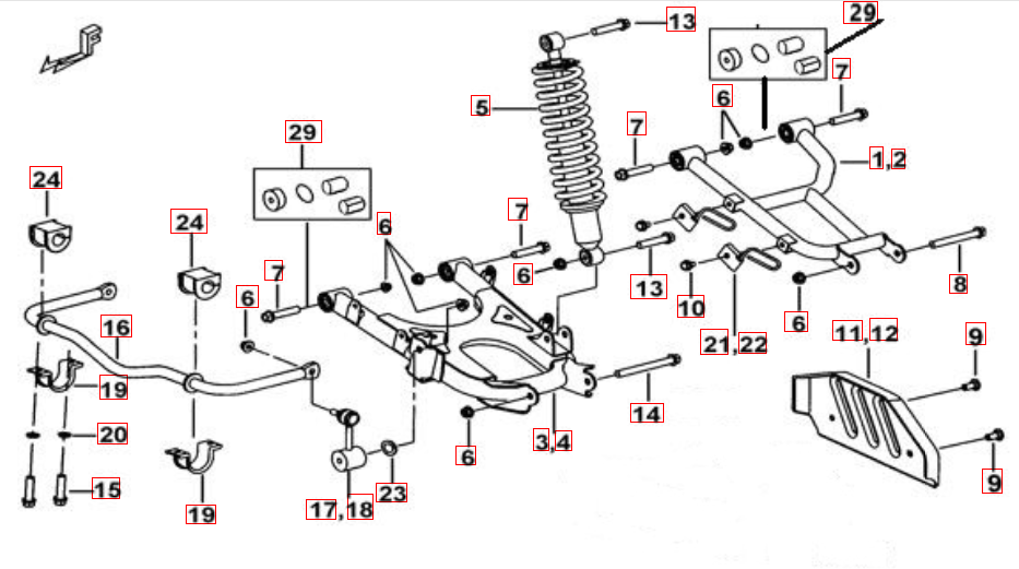 Hilfsrahmen-Halter Fußstütze- Gepäckträger