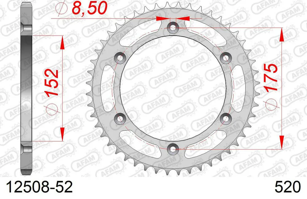 12508-52 AFAM Kettensatz Stahl 520 XRR3-G 13x52 - Yamaha TT 250 R 1999-06 - 01226703