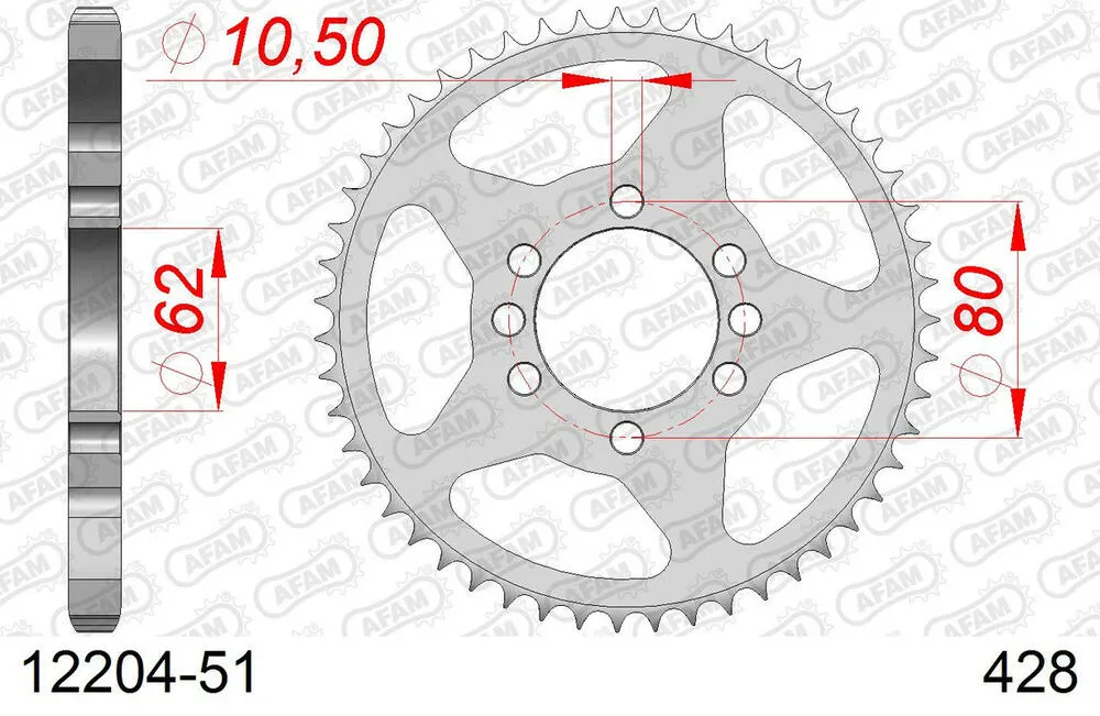 AFAM Kettensatz Stahl 428 R1-G 15x51 - Yamaha DT 80 LC-2 1985-92 - 01207603