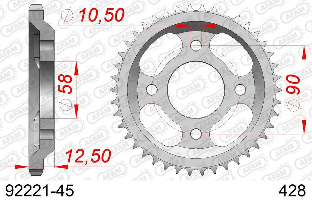 92221-45 AFAM Kettensatz Stahl 428 R1-G 14x45 - Orcal SIRIO 125 2018 - 09213108