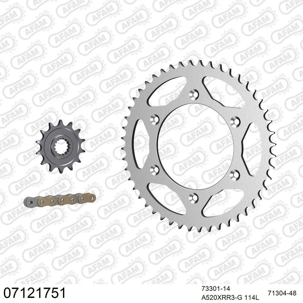 07121751 AFAM Kettensatz Stahl 520 XRR3-G 14x48 - KTM EXC 200 1998-11 - 07121751