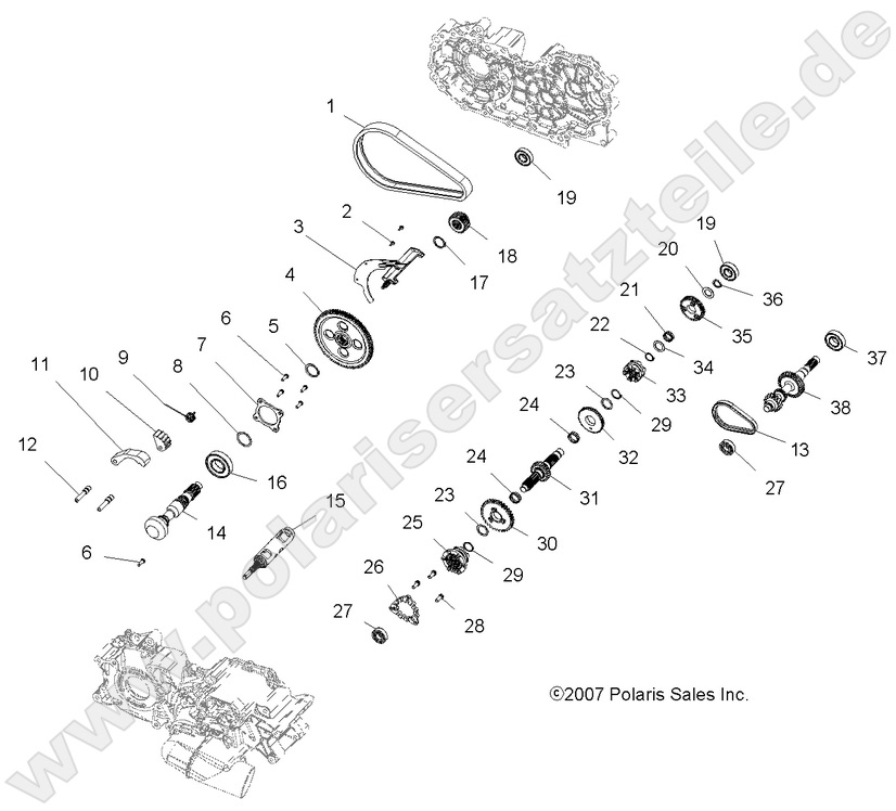 DRIVE TRAIN, MAIN GEARCASE INTERNAL DRIVE TRAIN, MAIN GEARCASE INTERNAL