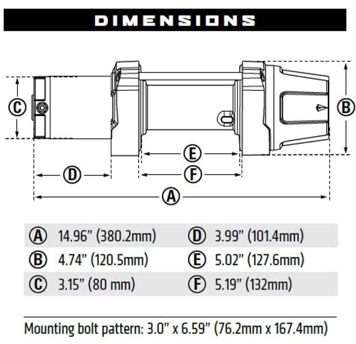 WARN_UTV_Seilwinde_VRX_45_2041_kg___Stahlseil_Daten WARN UTV Seilwinde VRX 45 / 12V / 4500 LB / 2041 kg - Stahlseil