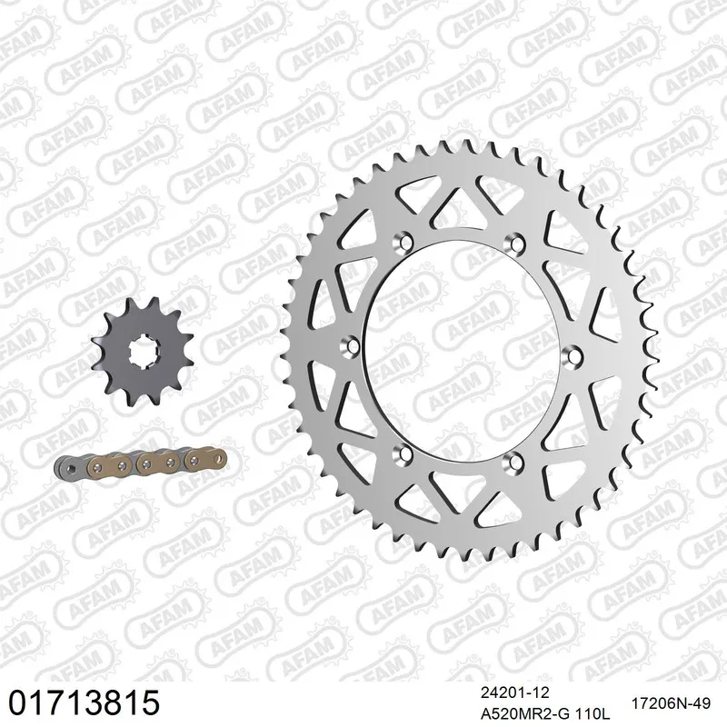 01713815 AFAM Kettensatz Aluminium 520 MR2-G 12x49 - Kawasaki KX 125 2000-02 - 01713815