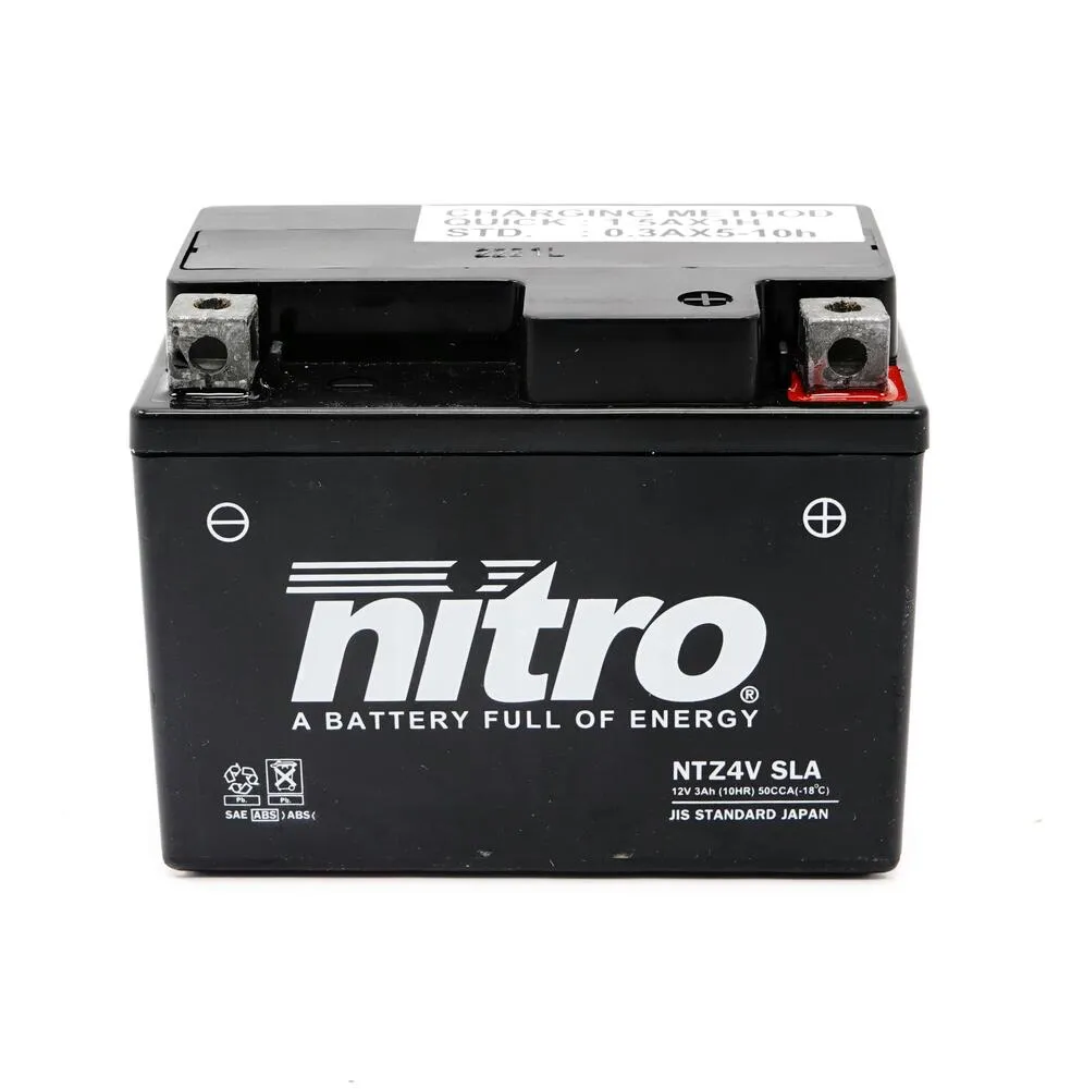 Nitro NTZ4V / YTZ4V SLA GEL AGM Batterie 12V 3AH - Einbaufertig (YTZ4S YTX4L-BS)
