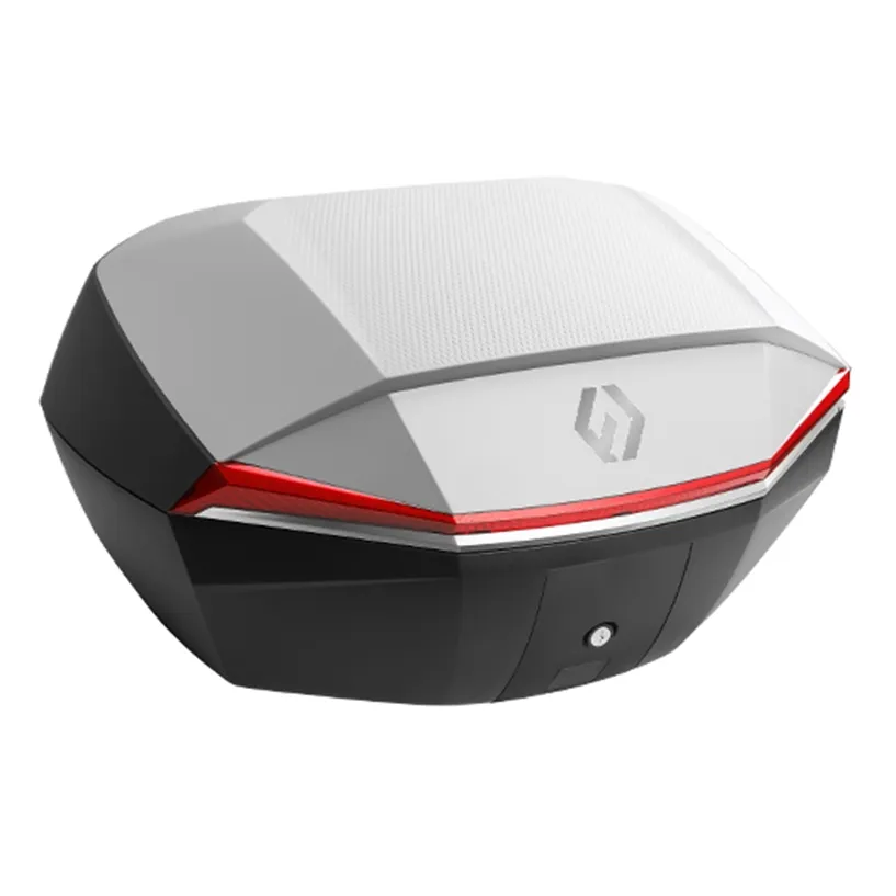 Furchtlos SHIELD L Luxe Topcase - 48 Liter - weiß/rot