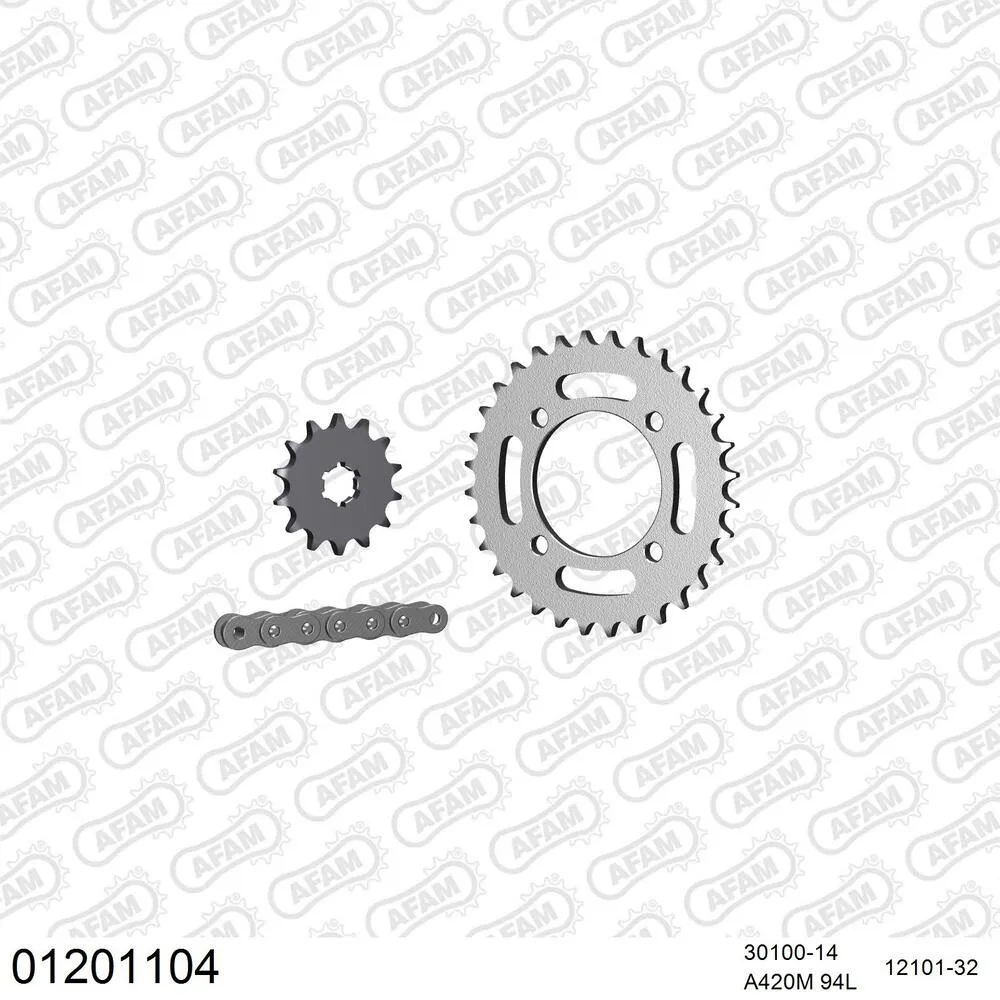 01201104 AFAM Kettensatz Stahl 420 M 14x32 - Yamaha LB 50 Chappy 1987-94 - 01201104