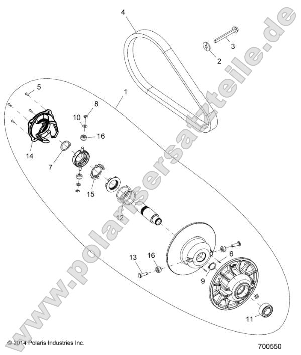 Drive Train, Secondary Clutch (700550) Drive Train, Secondary Clutch (700550)