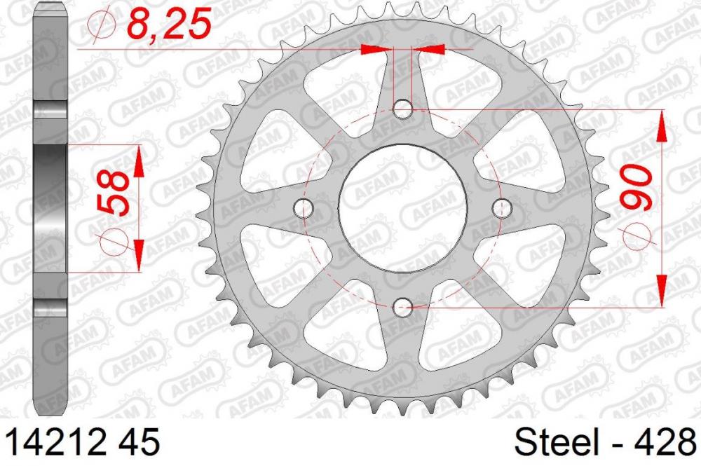 AFAM Kettensatz Stahl 428 XMR-G 14x45 - Suzuki GSX-R 125 2017-20