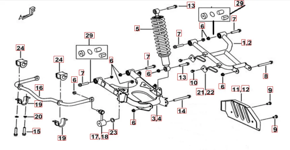 Federbein hinten (orange) Federbein hinten (orange)