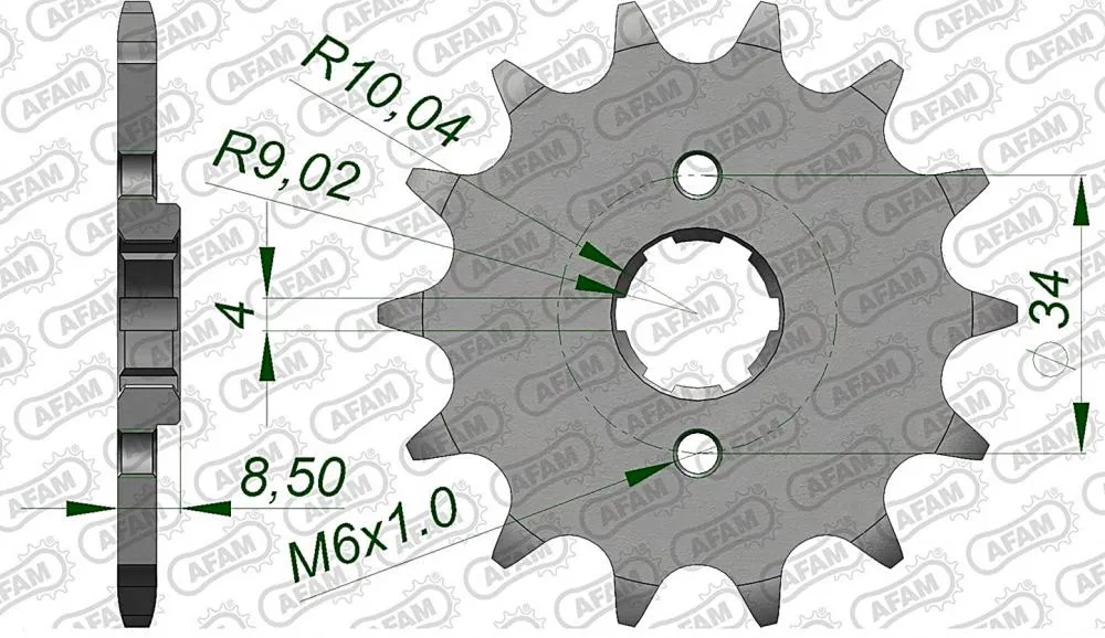 afam_ritzel_vorne_20317 AFAM Kettensatz Stahl 520 XLR2 13x39 - Honda CA 125 Rebel 1995-00