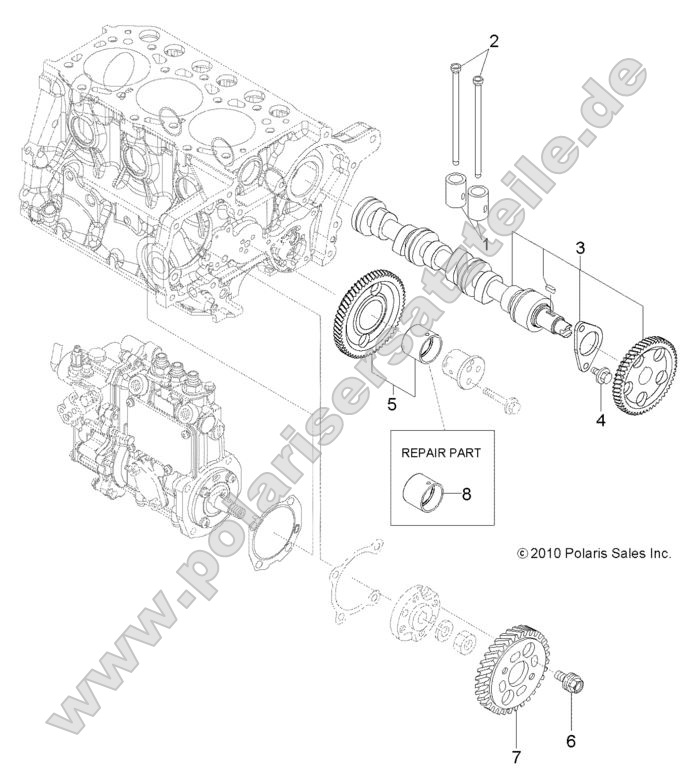 Engine, Camshaft and Driving Gear