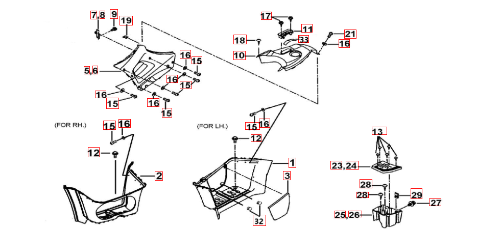 Fußstützen-Tankabdeckung schwarz-metallic
