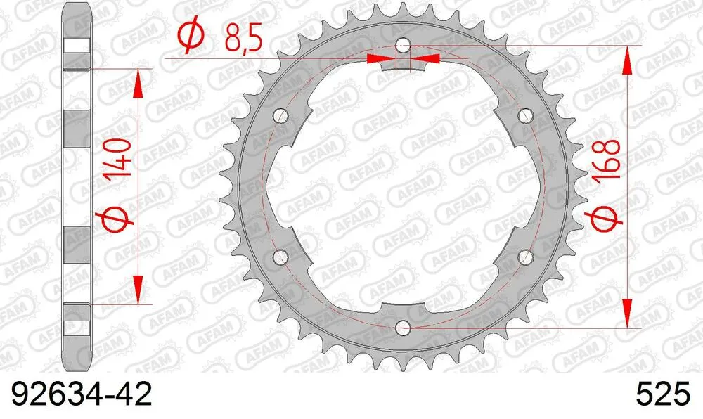 92634-42 AFAM Kettensatz Stahl 525 XMR3 16x42 - BMW F 800 GS 2006-10 (8,5mm) - KIT100081