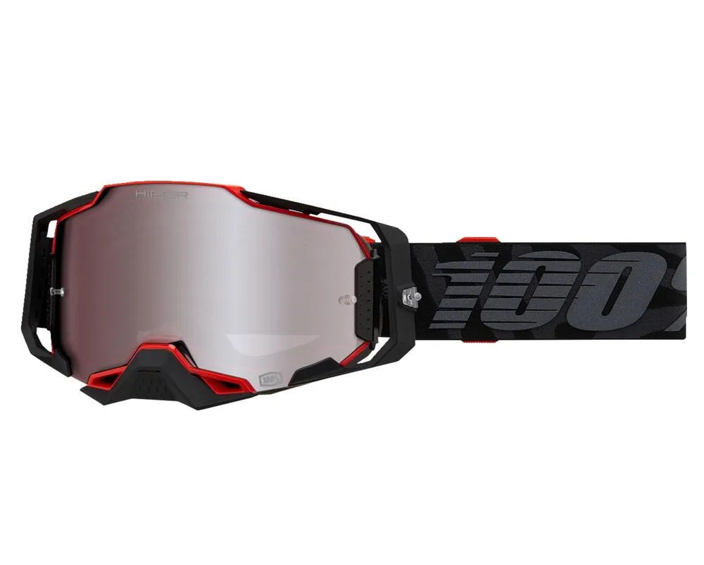 100% Crossbrille Armega - Renen schwarz-rot - Silber verspiegeltes HD Glas