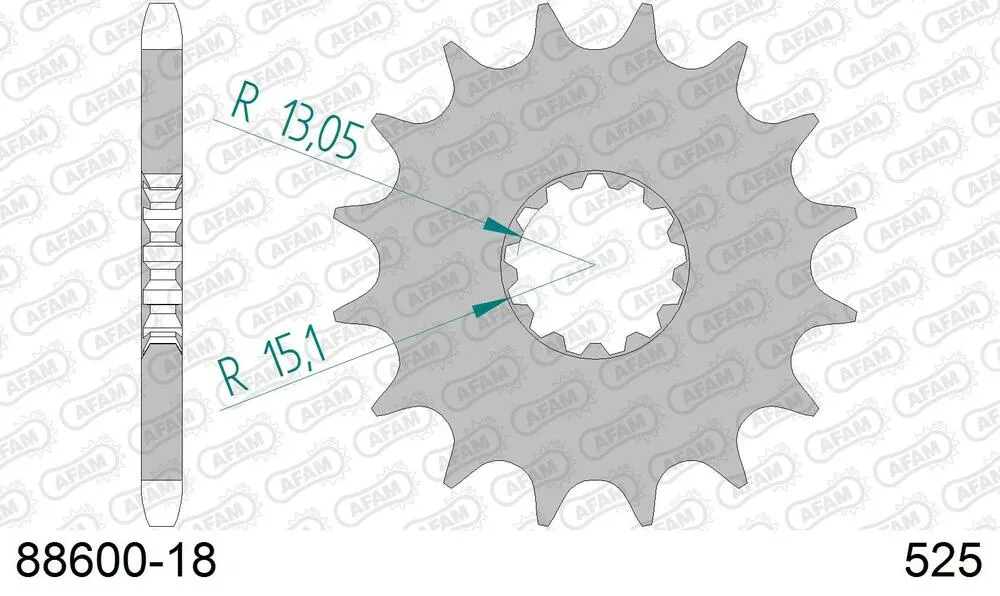 88600-18 AFAM Kettensatz Stahl 525 XMR3 18x43 - Triumph 865 Bonneville T100 2004-14 - KIT107801