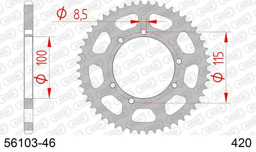 AFAM Kettensatz Stahl 420 R1-G 12x46 - Gilera 50 Surfer 1998-00 - 05601602